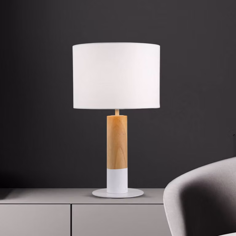 Viokef Lampada da tavolo Carroll, Bianco / Opale, Soggiorno / Sala da pranzo, Tessuto / Stoffa / Seta, Lampada da tavolo