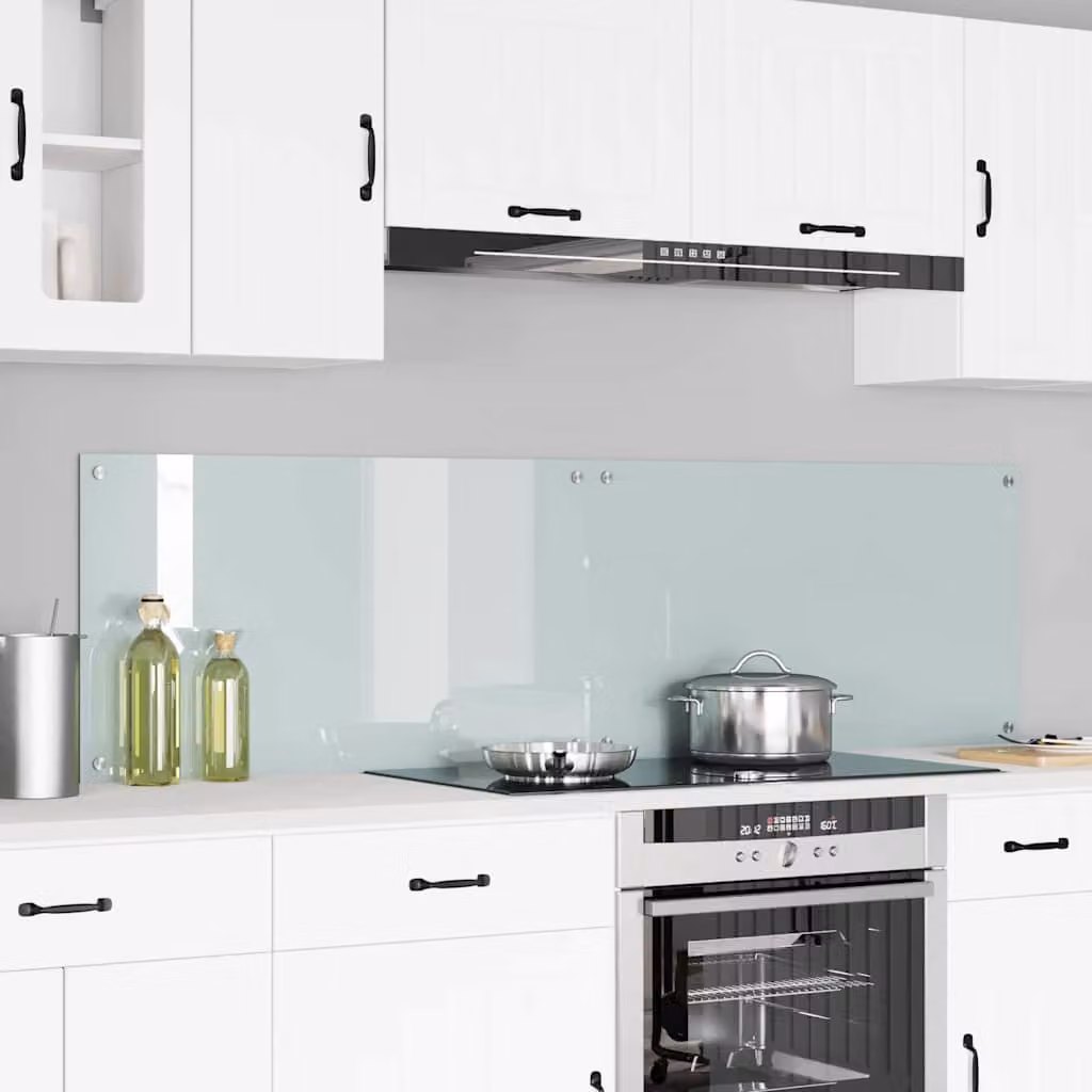 Set di 2 schienali da cucina vidaXL in vetro temperato bianco, L: 90 cm, H: 50 cm