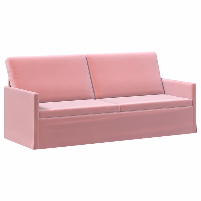 vidaXL Divano a 3 posti in velluto rosa con struttura in metallo L: 190 cm, P: 81 cm, H: 82 cm