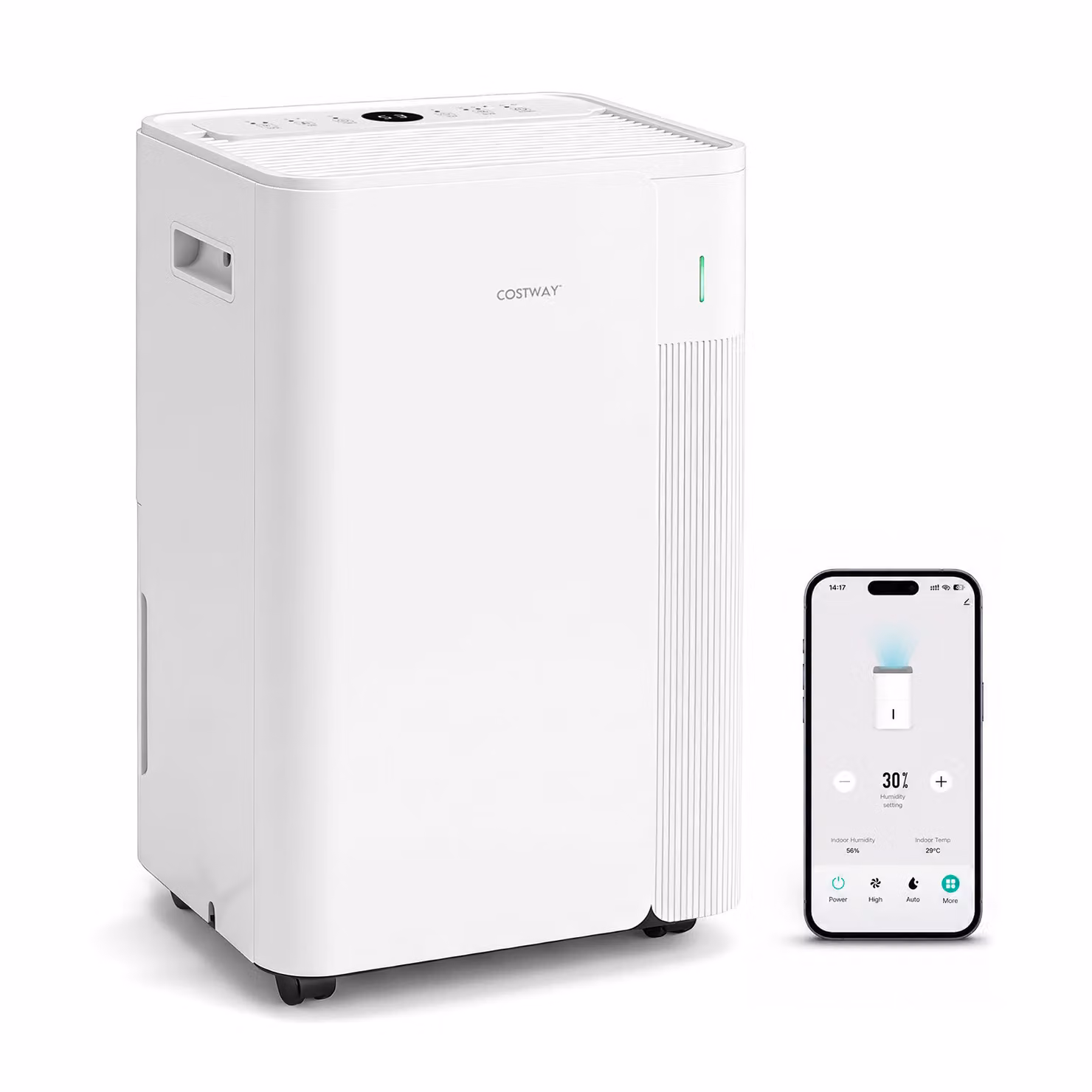 Deumidificatore silenzioso Costway con ruote, serbatoio da 4l e timer, bianco