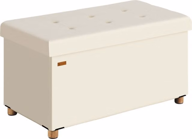 Panca pieghevole CASARIA in velluto beige con spazio di archiviazione L: 76 cm, P: 38 cm, H: 42 cm