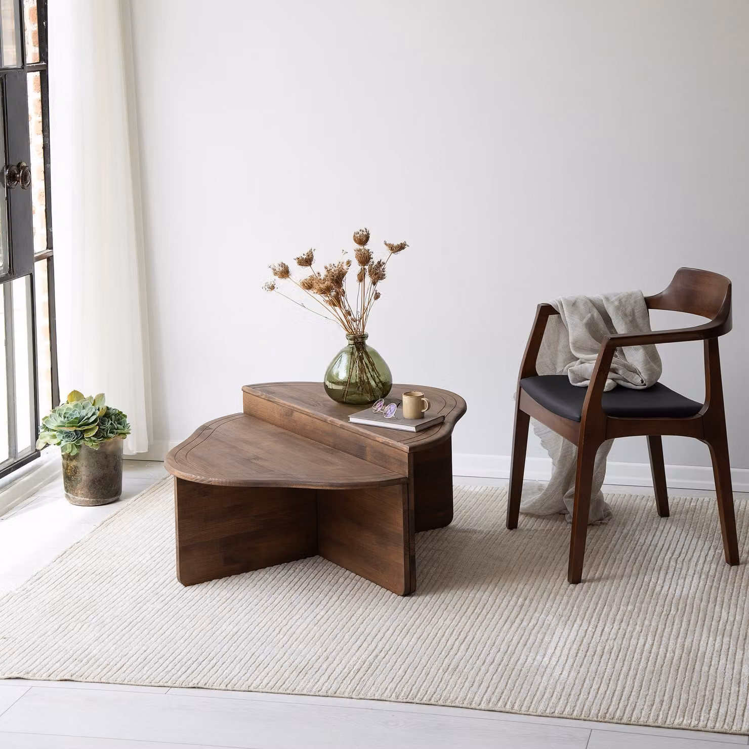 Skye Decor, Altopiano - Noce, tavolino, noce, 100 % LEGNO MASSICCIO, 90 x 45 x 32 cm