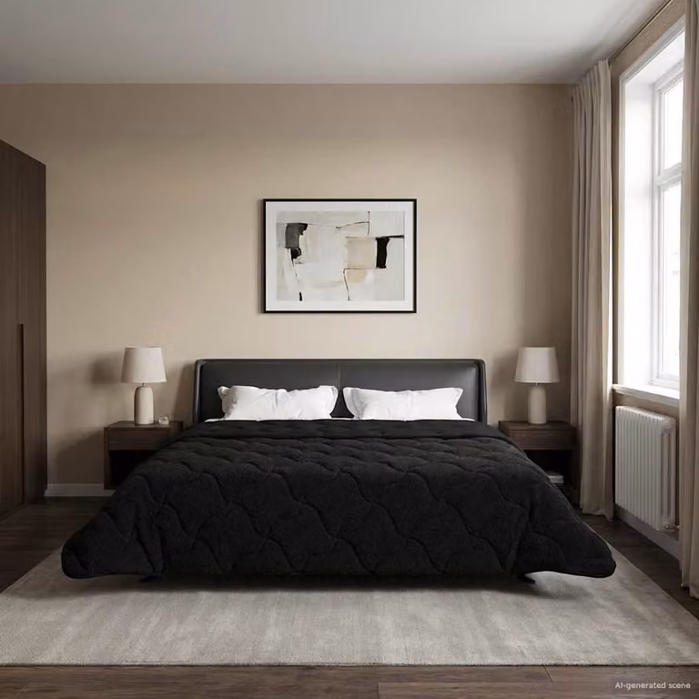 Piumino estivo reversibile vidaXL in microfibra traspirante, Nero, L 220 cm x P 260 cm
