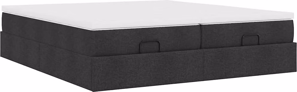 Struttura Letto Pouf con Materassi Nero 200x200 cm in Tessuto