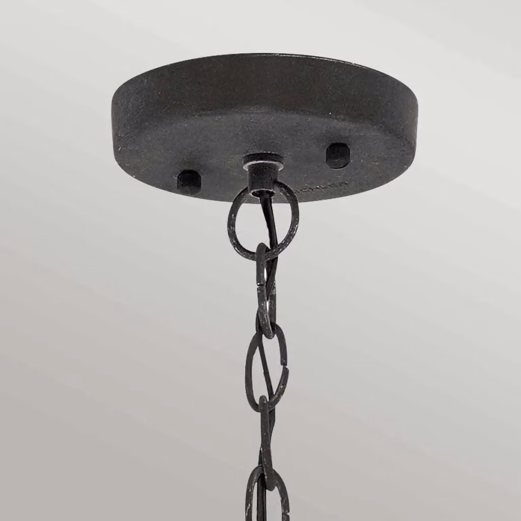 Lampada a sospensione esterna Kichler in metallo e vetro grigio con vetro trasparente per giardino e terrazzo, IP44, attacco E27 60W – 2