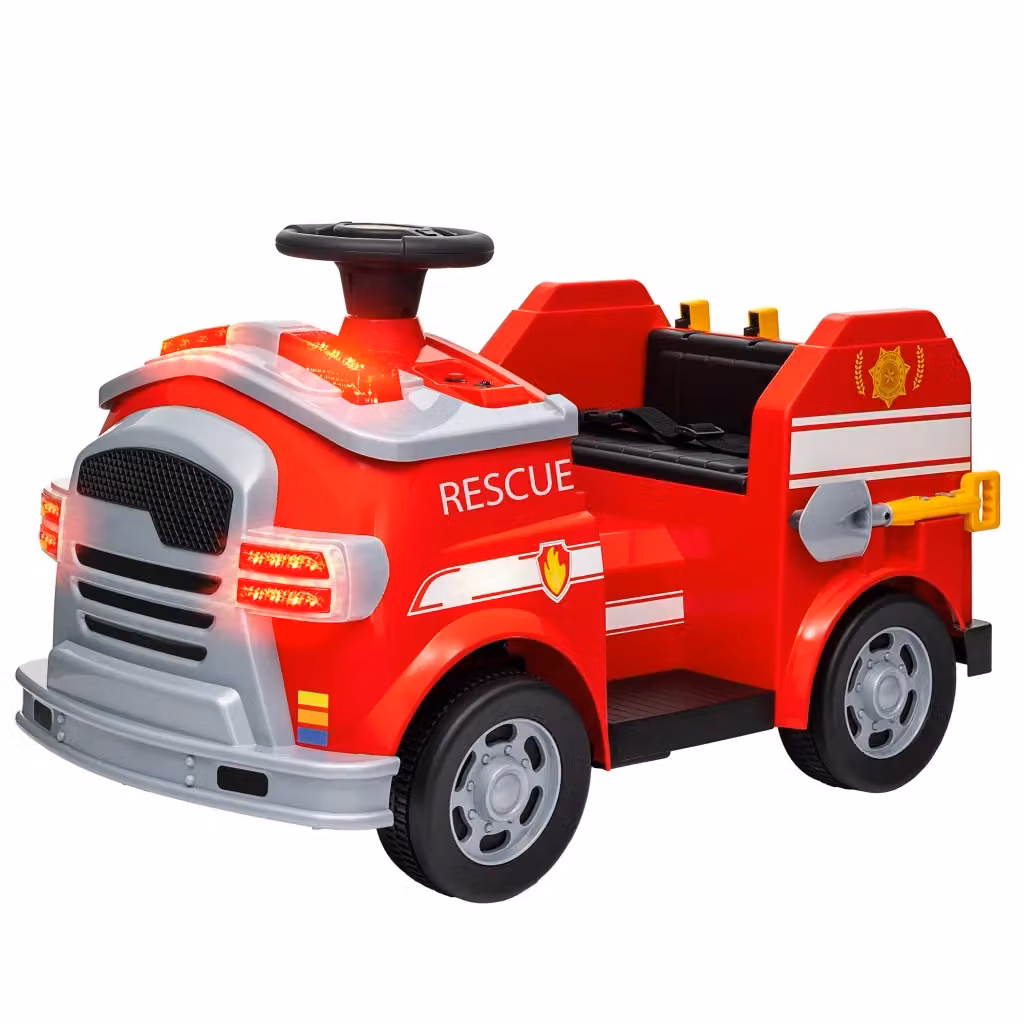 Macchina dei pompieri elettrica Zephmum per bambini con sirena e luce blu, colore rosso – 2