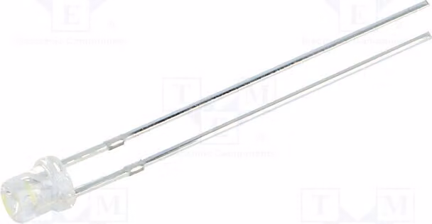2 LED, 720÷1120 mcd, bianco freddo, 3 mm, 120°: diodi LED concavi OSW5DK33C1A, per montaggio a foro passante (THT), 3 mm