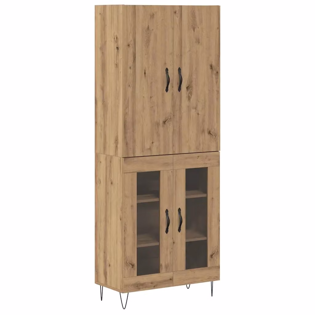 Set di 2 credenze vidaXL in legno e metallo color marrone, stile moderno, L: 69,5 cm, P: 34 cm, H: 180 cm – 2