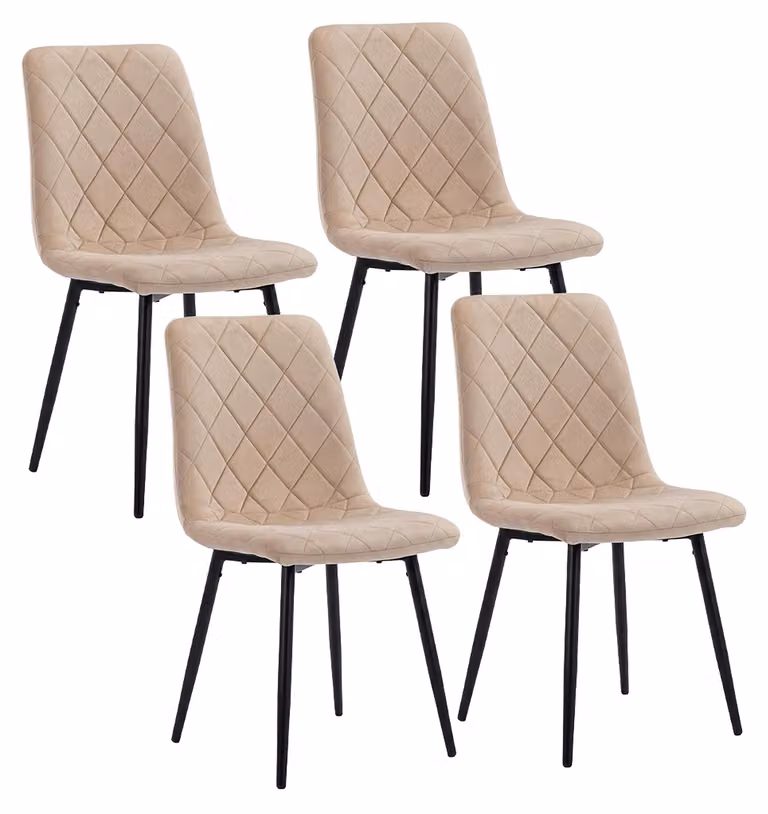 Set di 4 sedie da pranzo Relaxdays, in velluto, con gambe in metallo, capacità di carico 120 kg, adatte per soggiorno e cucina, sedia da cucina imbottita, color beige