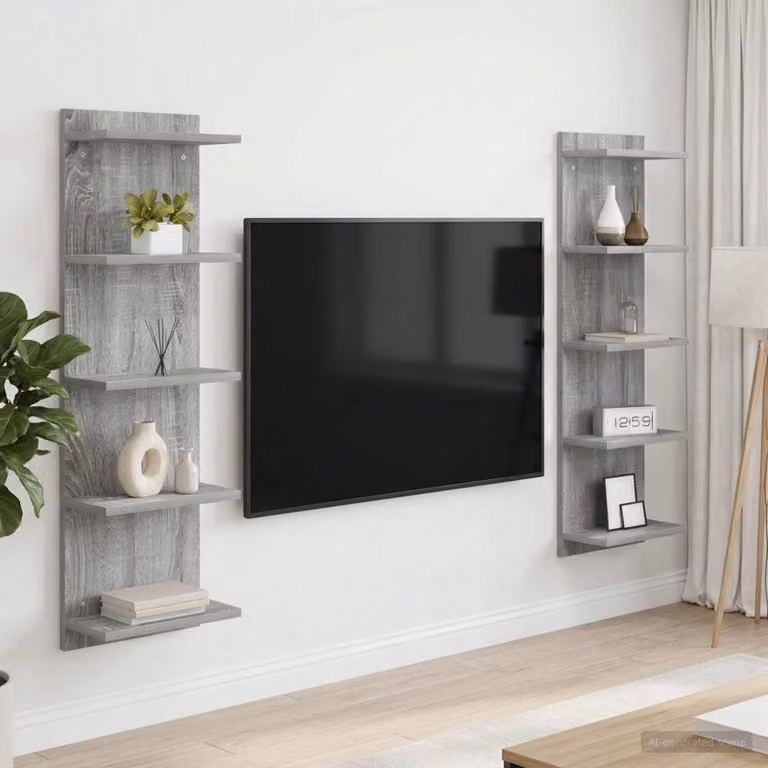 Set di 2 Scaffali da parete vidaXL in stile moderno, colore grigio, L 30 cm x P 15 cm x H 100 cm