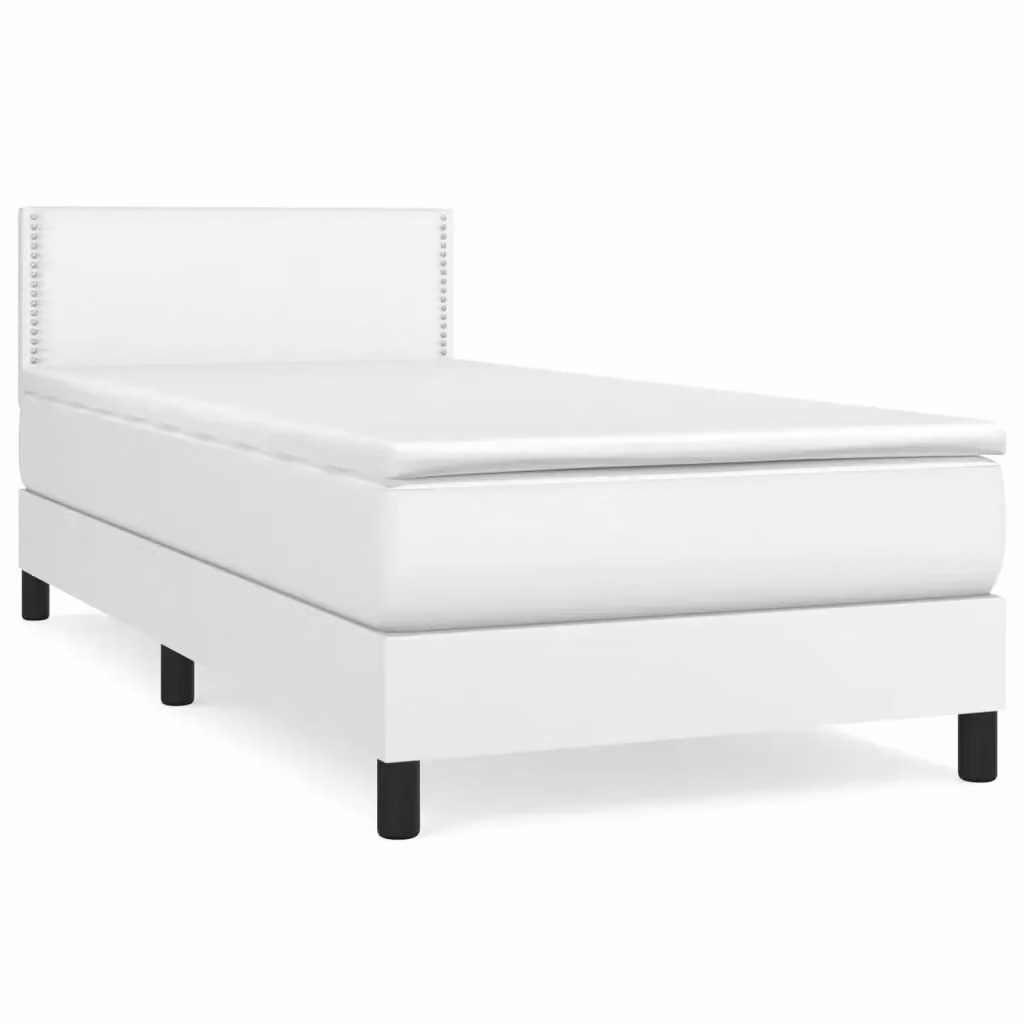 Letto a molle con materasso vidaXL in similpelle bianco L/P/H: 200 x 100 x 88 cm – 2