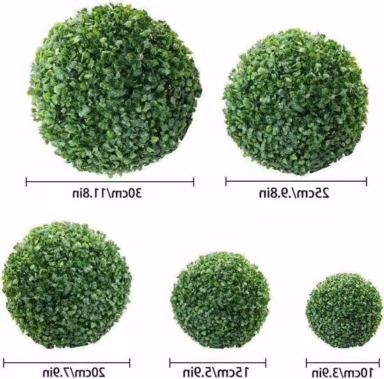 Set di 2 sfere topiarie in plastica per il giardino e le decorazioni per le feste