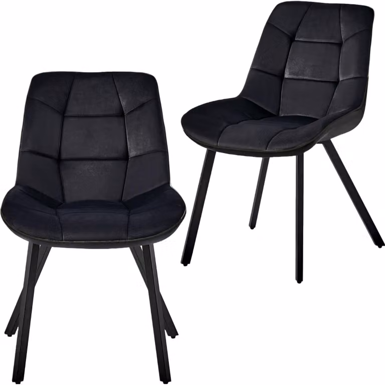 Sedie moderne per sala da pranzo in velluto e pelle - sedie per tavolo da pranzo di facile manutenzione in 3 varianti di colore - sedie da cucina imbottite con rivestimento trapuntato - robuste sedie per sala da pranzo con struttura in metallo , Colore:Ne