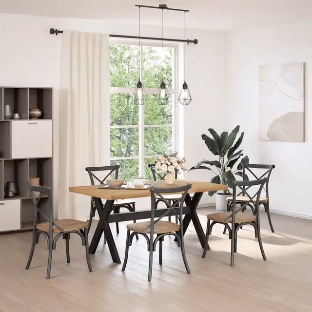 Tavolo Pranzo | Tavolo da cucina NOAIN Gambe a Forma X 160x90x75 cm Legno Massello