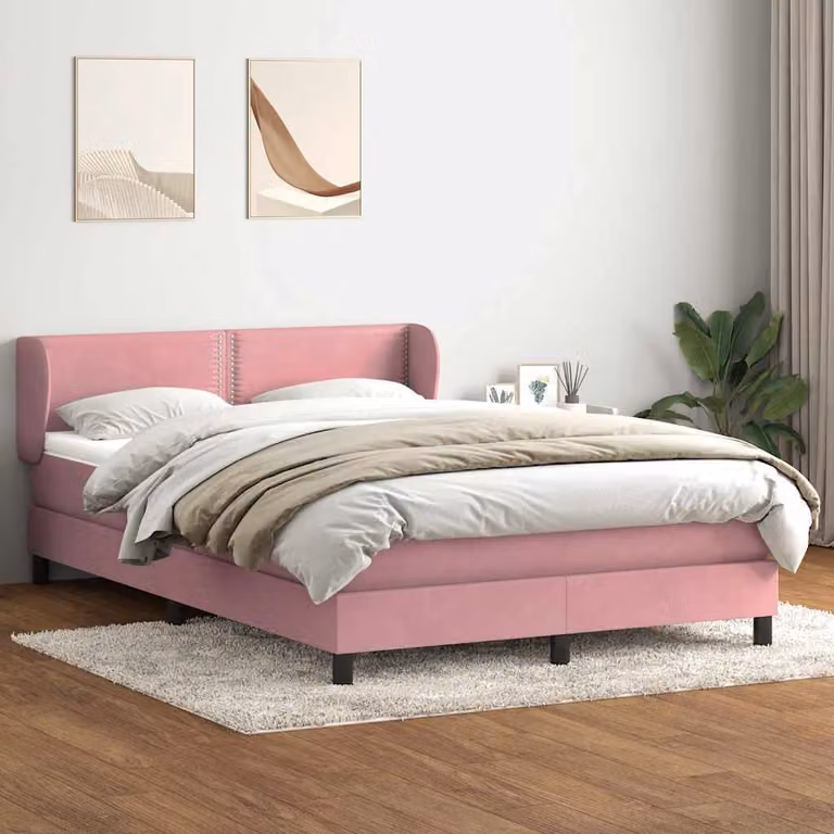 Maison Exclusive - Giroletto a Molle con Materasso Rosa 160x210 cm in Velluto