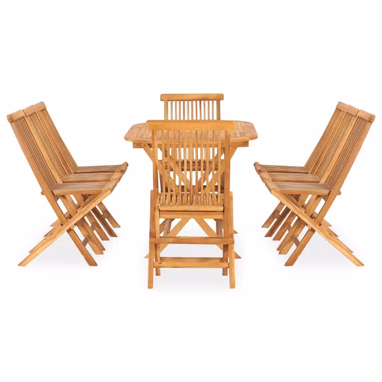 vidaXL Set da pranzo da giardino pieghevole in legno massello di teak, 9 pezzi