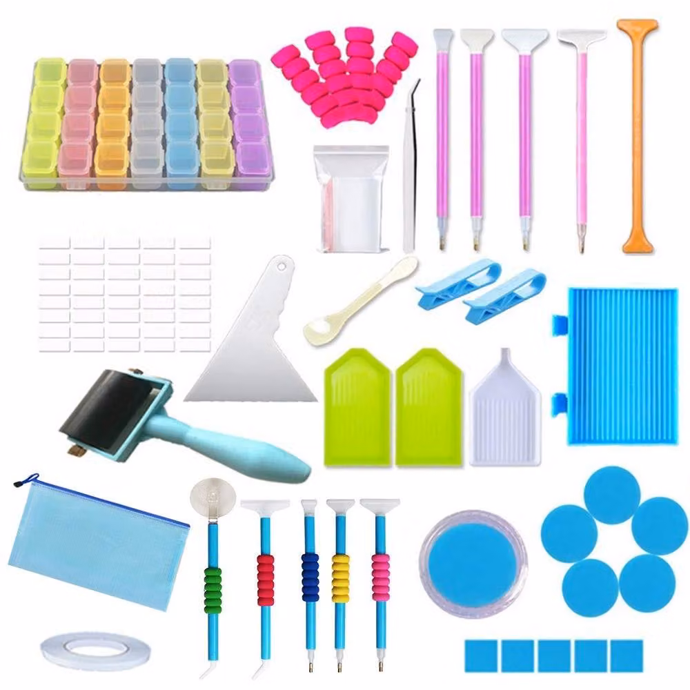Solidchoice - Set completo di strumenti per il diamond painting, composto da 74 pezzi, con custodia