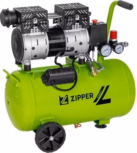 Compressore d'Aria Zipper ZI-COM24SI da 24 L, 750 W, 8 bar, Nero e Verde chiaro