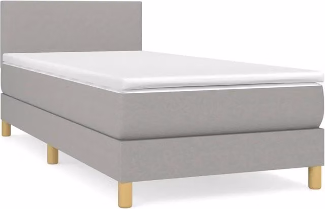 Letto singolo | Letto per adulti | Giroletto a Molle con Materasso Grigio Chiaro 90x200 cm Tessuto