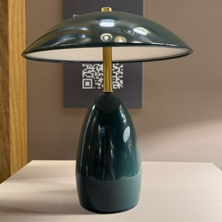 Elstead Lampada da tavolo Poppy, dimmerabile, Verde, Soggiorno / Sala da pranzo, Alluminio, Vintage, Lampada da tavolo