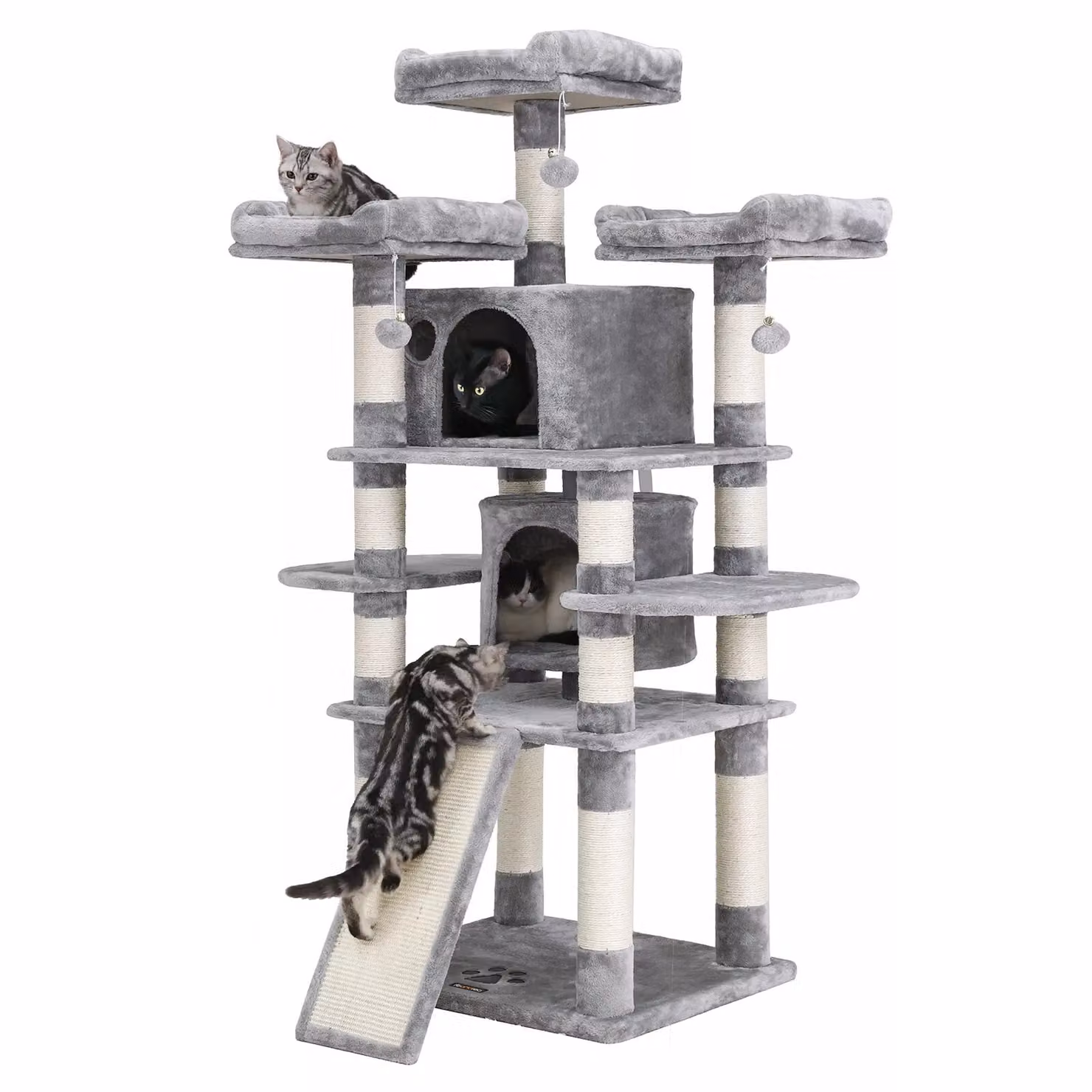 In And OutdoorMatch Tiragraffi Clyde - Per gatti - 172 cm - Grigio - Morbida amaca da letto per gatti - Gioco per gatti - Adatto a gattini piccoli