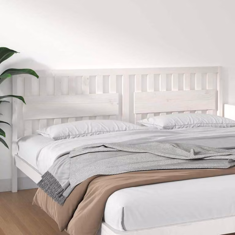Testiera per letto vidaXL in legno massello di pino bianco, stile rustico, L: 205,5 cm, P: 4 cm, H: 100 cm