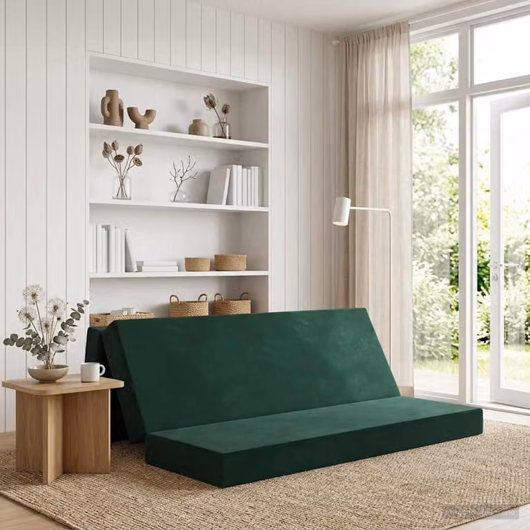 vidaXL Divano Letto Pieghevole Moderno Verde con Struttura Imbottita L 200 x P 67 x H 45 cm