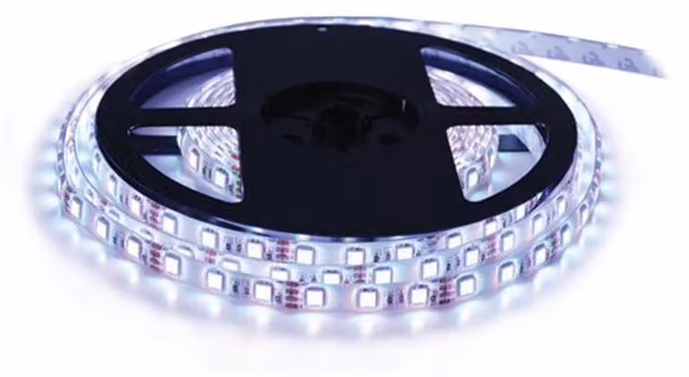 Striscia LED 12V, 2835, 120 LED/metro, grado di protezione IP20, massimo 12W/metro, luce bianca fredda (rotolo da 5 metri), marca GETI