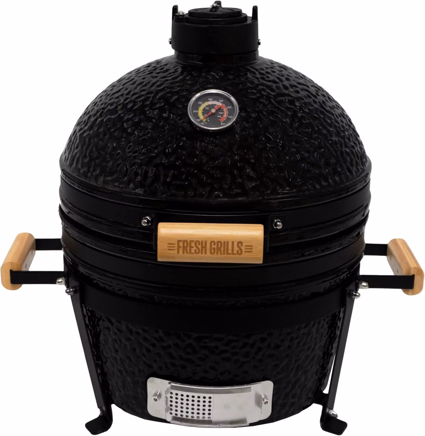 Barbecue Kamado – 16 Inch – Barbecue in Vetroceramica – Griglia – Affumicatore – Nero – A forma di uovo – Include termometro