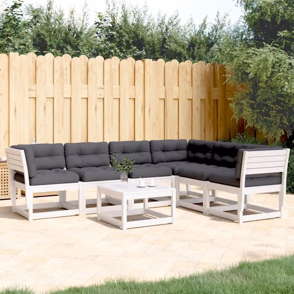 Maison Exclusive - Set Divani Giardino 6pz con Cuscini Bianco Legno Massello Pino