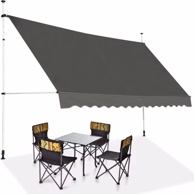 Tenda da sole retrattile Design Mania in poliestere e alluminio, impermeabile e resistente ai raggi UV, Grigio, L: 395 cm, P: 120 cm