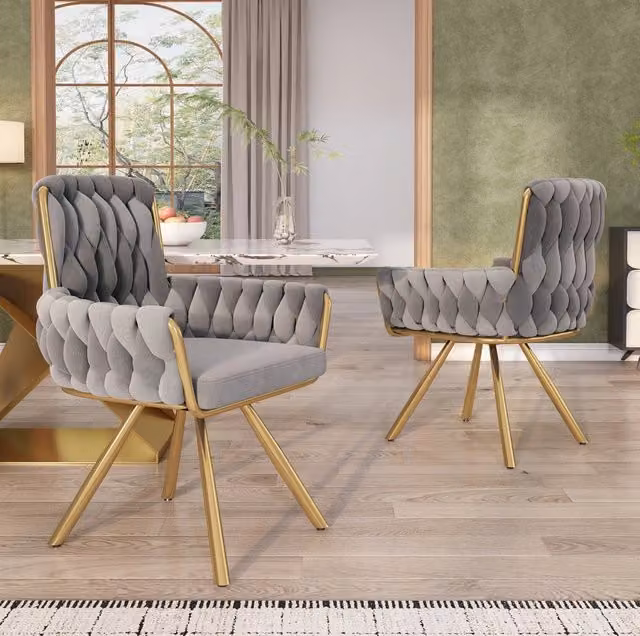 Set di 2 sedie da pranzo girevoli 64x63x87 cm, velluto grigio