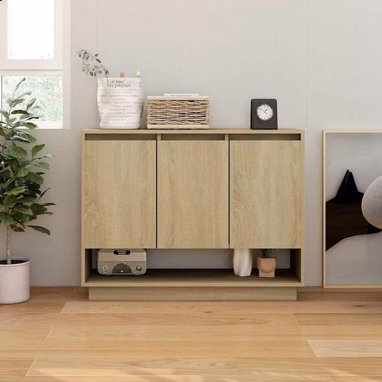 Credenza stile rustico vidaXL in rovere Sonoma, colore marrone e beige, L 97 x P 31 x H 75 cm