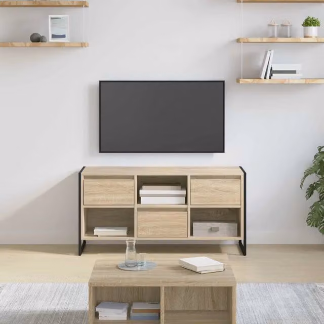 Mobile TV e Credenza in stile Industrial beige di vidaXL con finitura opaca, L 100 x P 36 x H 49,5 cm