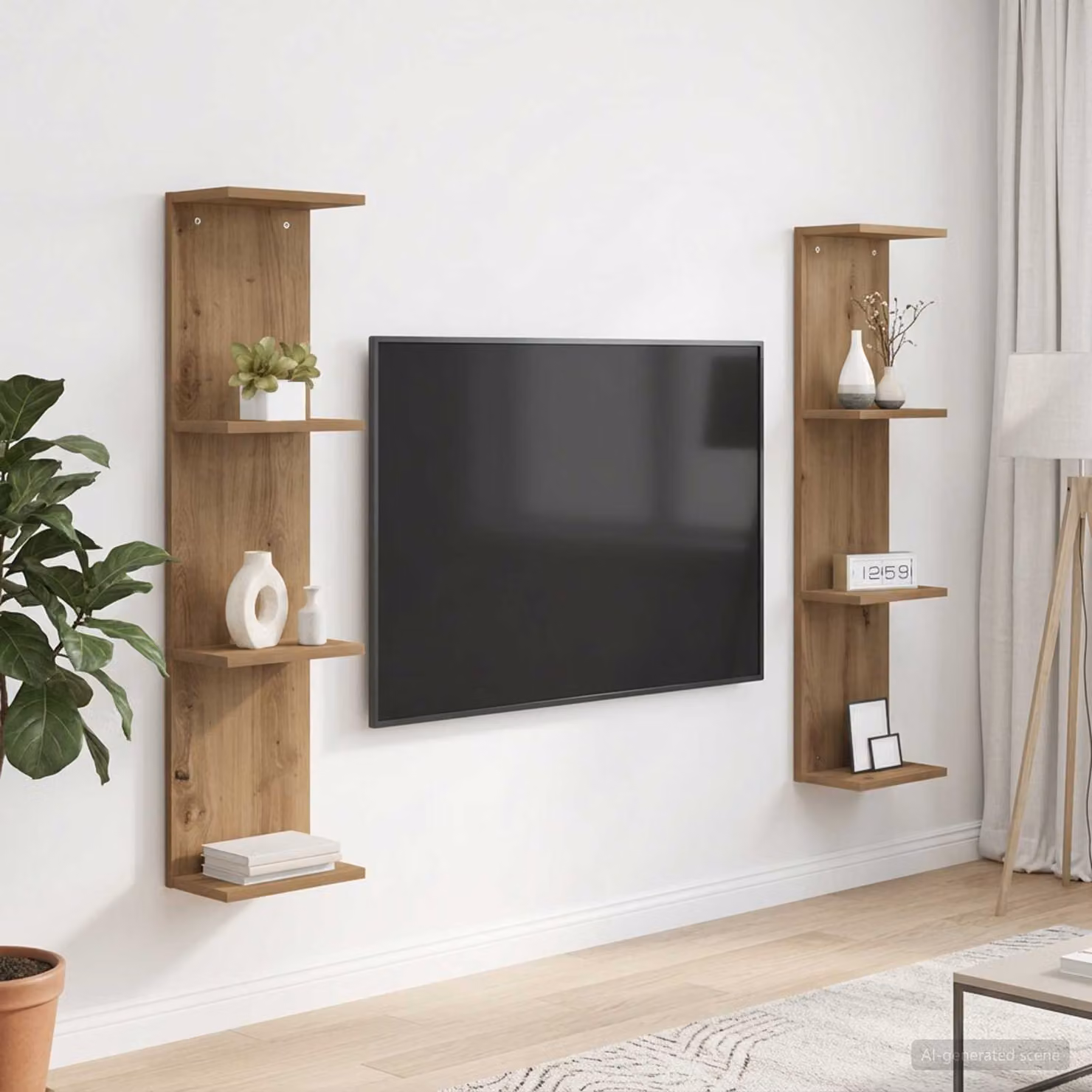 Set di 2 Scaffali da parete vidaXL in stile moderno, colore marrone, L/P/H: 25 x 15 x 100 cm
