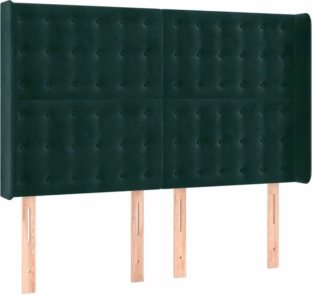 Testiera ad orecchio in velluto verde scuro L: 147 cm, P: 16 cm, H: 118/128 cm – 1