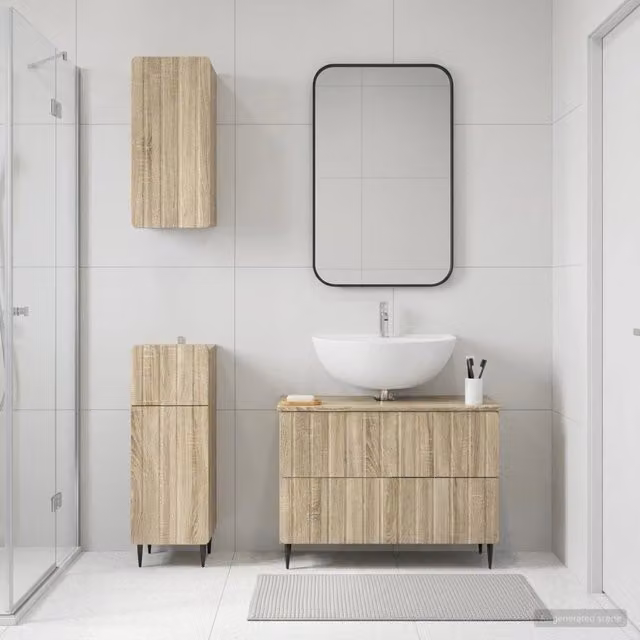 Set di armadietti da bagno in 3 pezzi ZWOLLE Rovere Sonoma 3417758