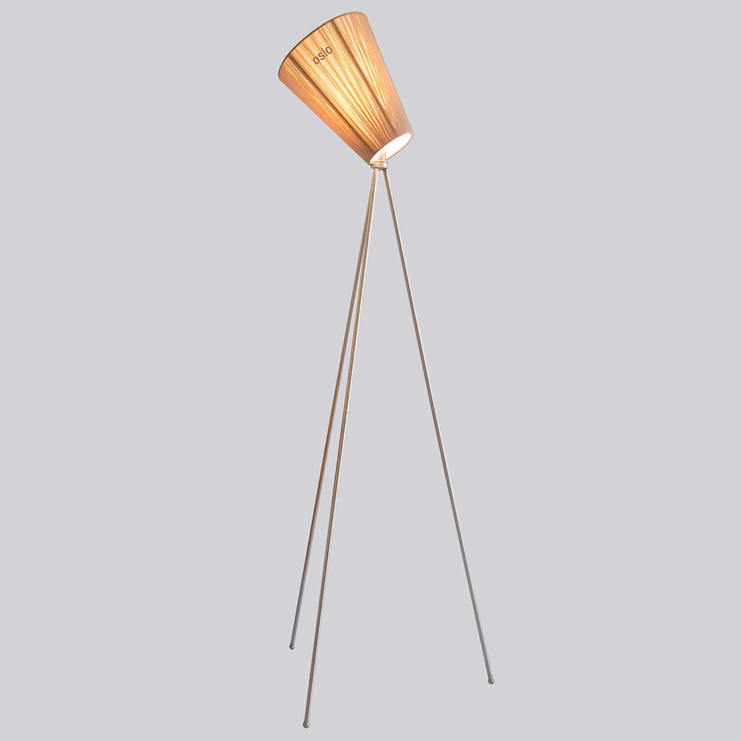Northern Lampada da terra Oslo Wood, dimmerabile, Alluminio / Grigio / Zincato, Soggiorno / Sala da pranzo, Tessuto / Stoffa / Seta, Design, Lampada da terra