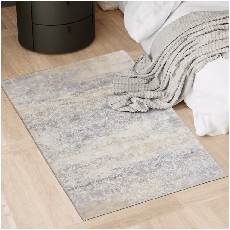 Tappeto vintage moderno tectake in poliestere, lavabile e antiscivolo, beige multicolore, L: 150 cm, P: 80 cm