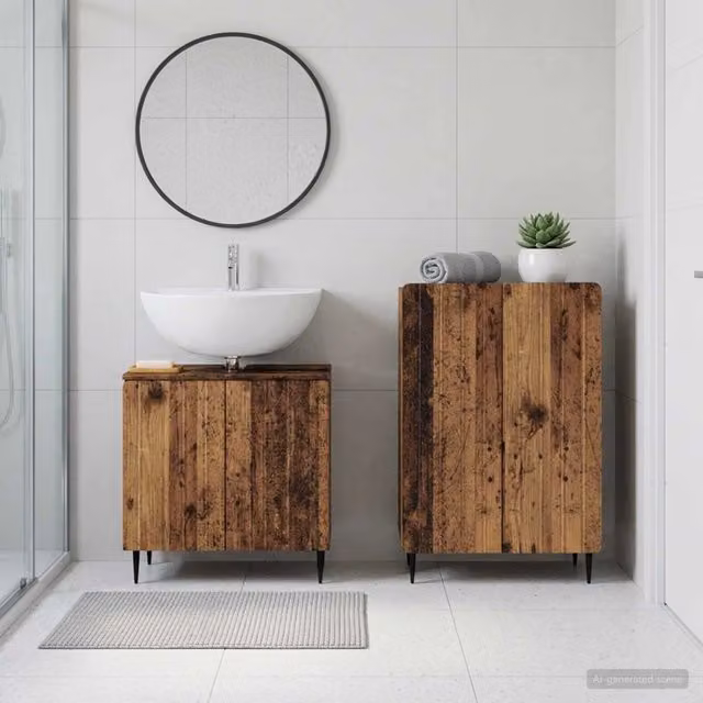 Set di mobili da bagno vidaXL composto da mobile lavabo e mobile laterale in legno marrone stile moderno