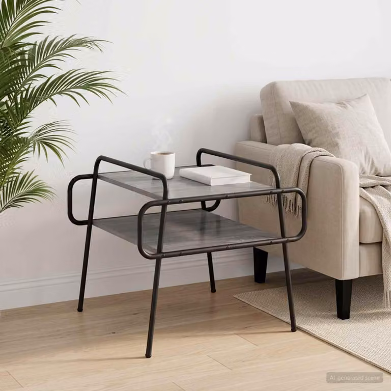 Maison Exclusive - Tavolino da caffè grigio Sonoma, 60 x 60 x 51 cm, realizzato in materiale composito di legno