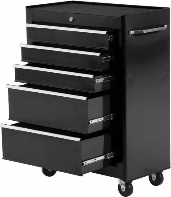 Carrello Porta Utensili con Cassettiera da Officina Benzoni in Acciaio Nero L: 61.5 cm, P: 33 cm, H: 85 cm – 1