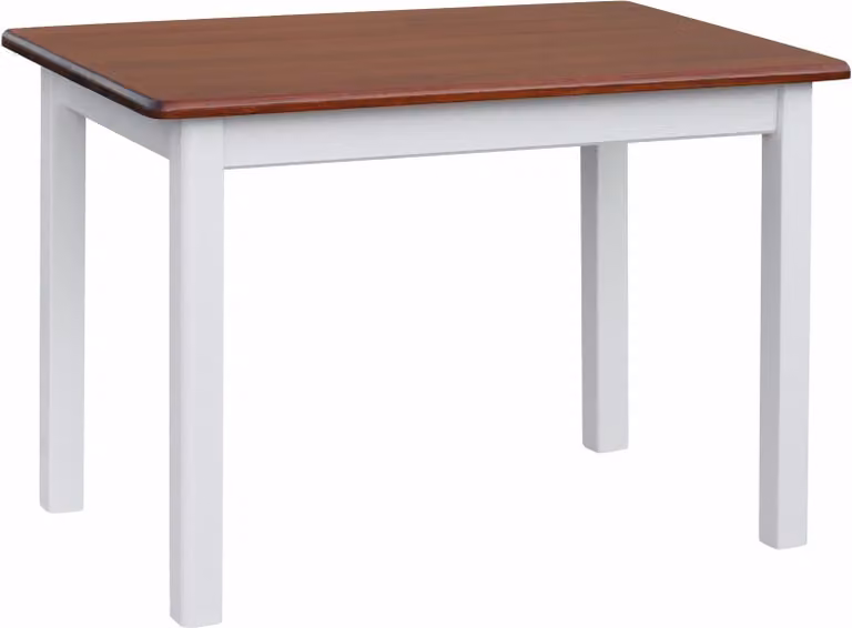 Tavolo bianco in legno di pino massiccio con piano in colore Calvados 90 x 60 cm