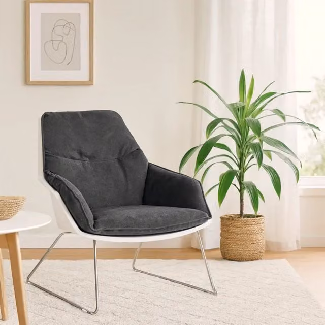 Set di 2 poltroncine Cocoon Duzzle in polipropilene e metallo Grigio, L/P/H: 74 x 85 x 86 cm