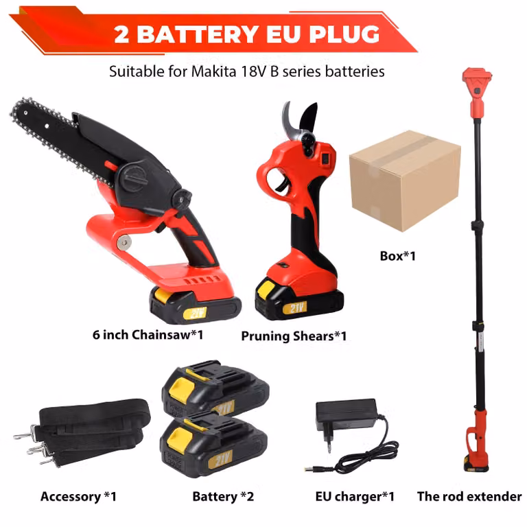 Troncatrice telescopica elettrica 4-in-1 a batteria - Lame da 15 cm - Batteria inclusa - Ideale per giardinaggio e potatura di rami alti