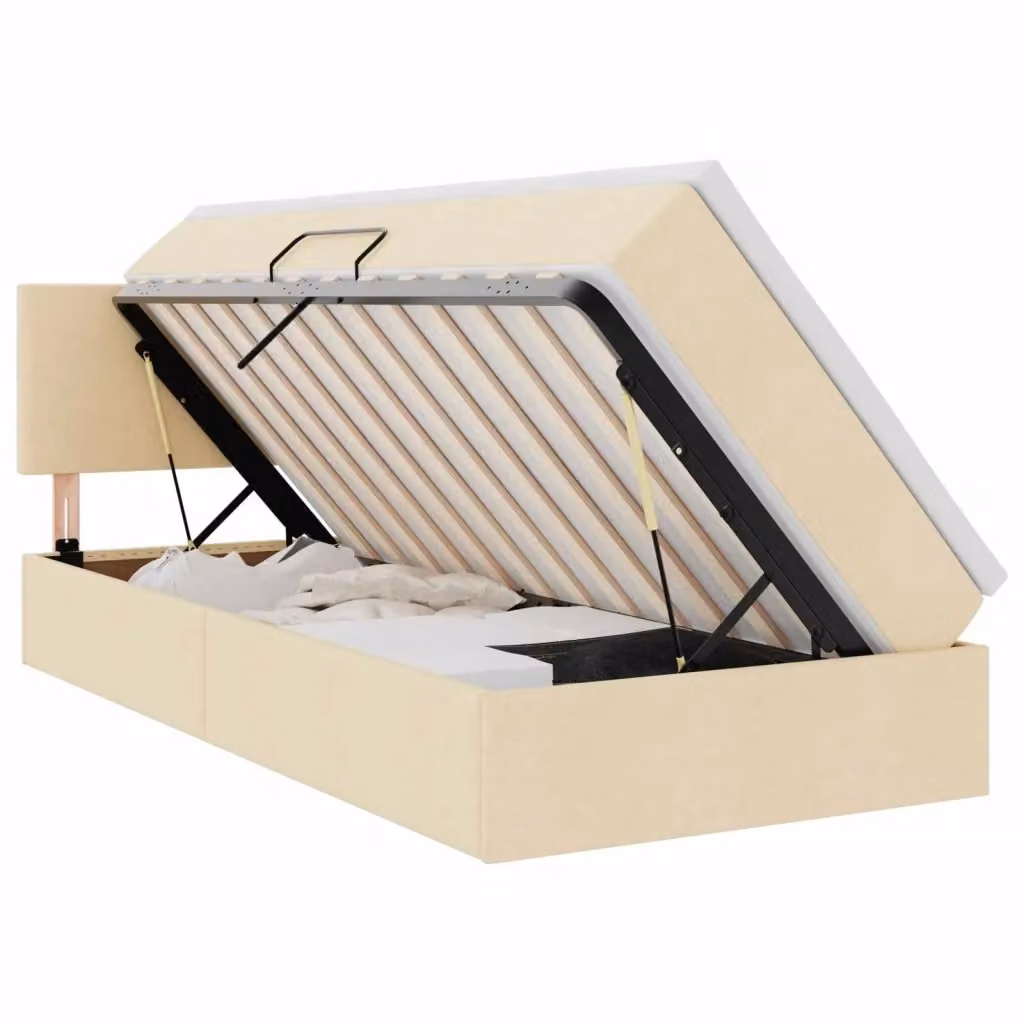 Letto con contenitore vidaXL in tessuto beige con illuminazione LED e porta USB, L/P/H: 100 x 200 x 88 cm – 2
