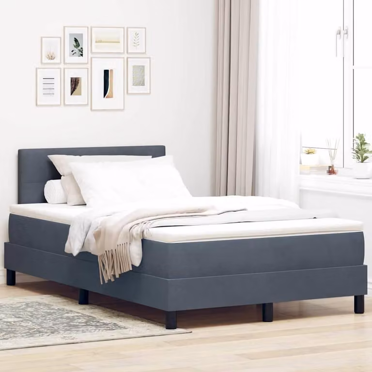 Maison Exclusive - Letto boxspring con testiera grigio scuro 120 x 190 cm in velluto