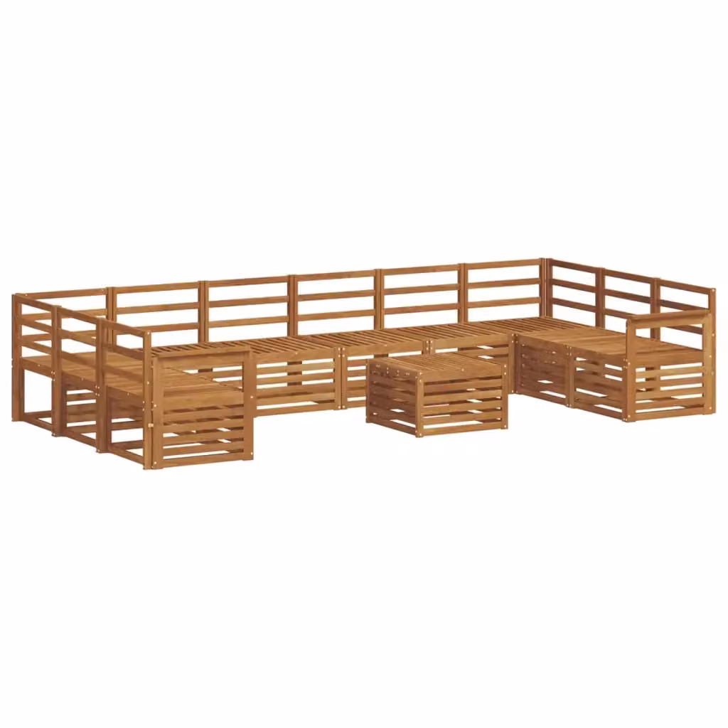 Set di divani da esterno moderno vidaXL in legno di acacia color marrone naturale, 11 pezzi – 2