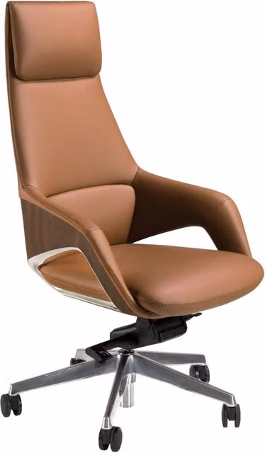 Sedia girevole da ufficio in similpelle marrone