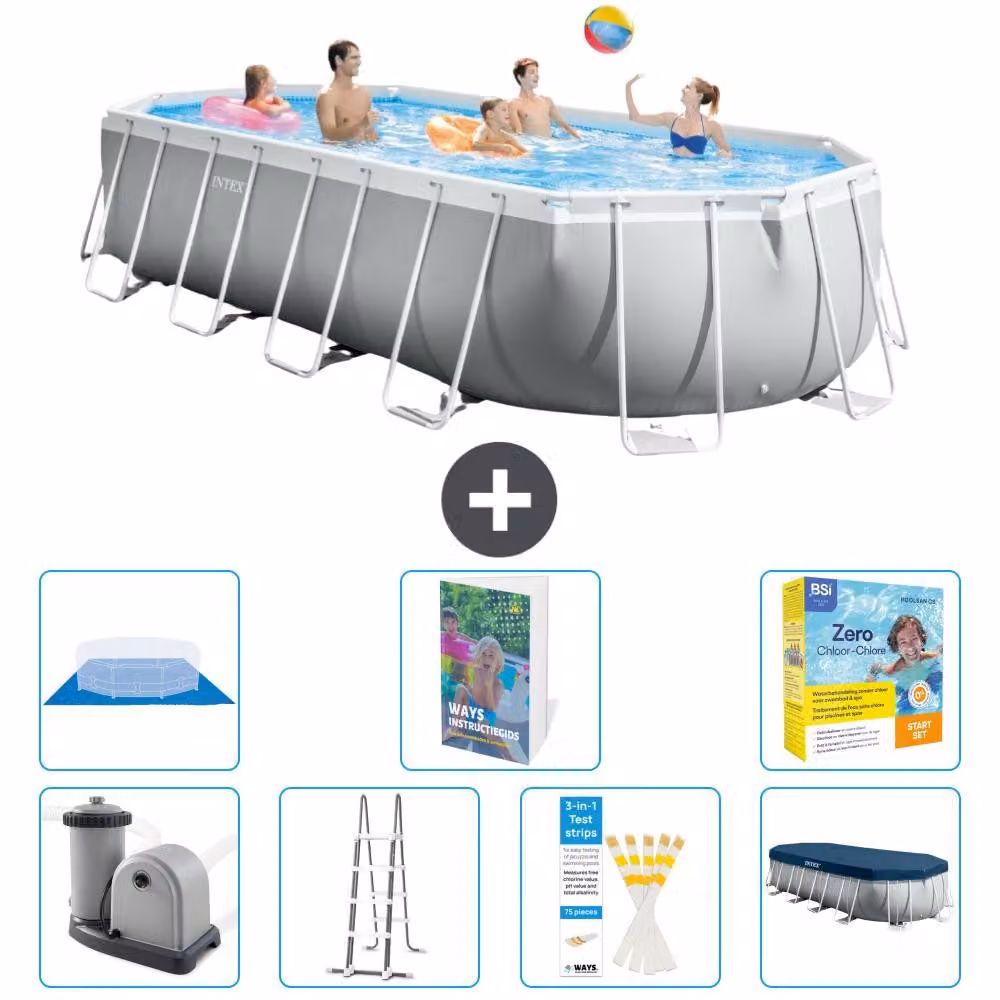 Piscina ovale con struttura a telaio Prism - 610x305x122 cm - 6 pezzi - Modello S546